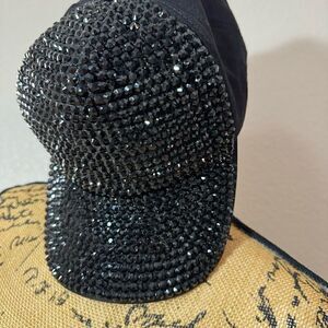 Rhinestone-Studded Black Baseball Cap - Like New Condition